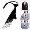 JK Necktie with Rhinestones Fringed for Women Girl Adjustable Neck Tie Collage Student Uniform Nightclub Dress Up Necktie