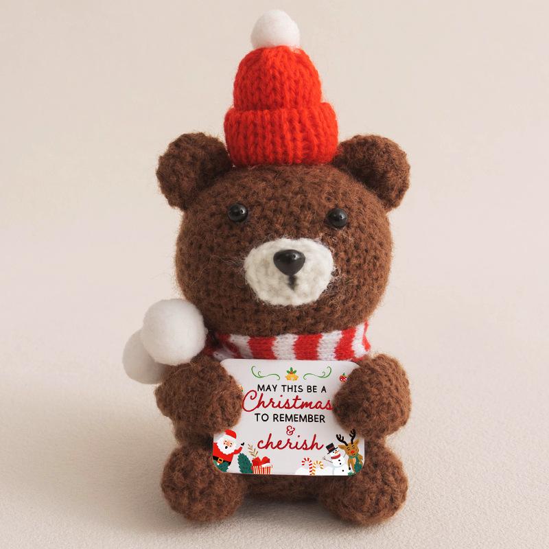 Cute Crochet Positive Energy Santa Dolls,Table Decoration with Card,Pocket Handmade Knitted Dolls Christmas Gift Home Decoration