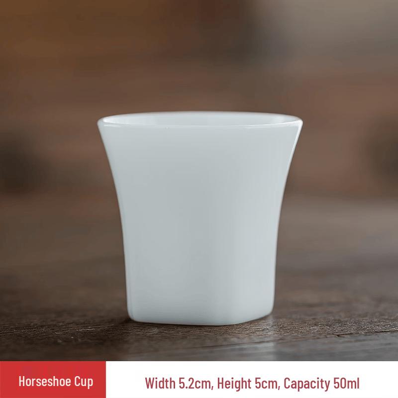 Ice Jade Porcelain Horseshoe Teacups