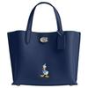 X Disney Collaboration Willow 24 Logo Lock Closure Pebble Leather Tote Bag Women Tote Dark-Blue CQ797-LHRHY