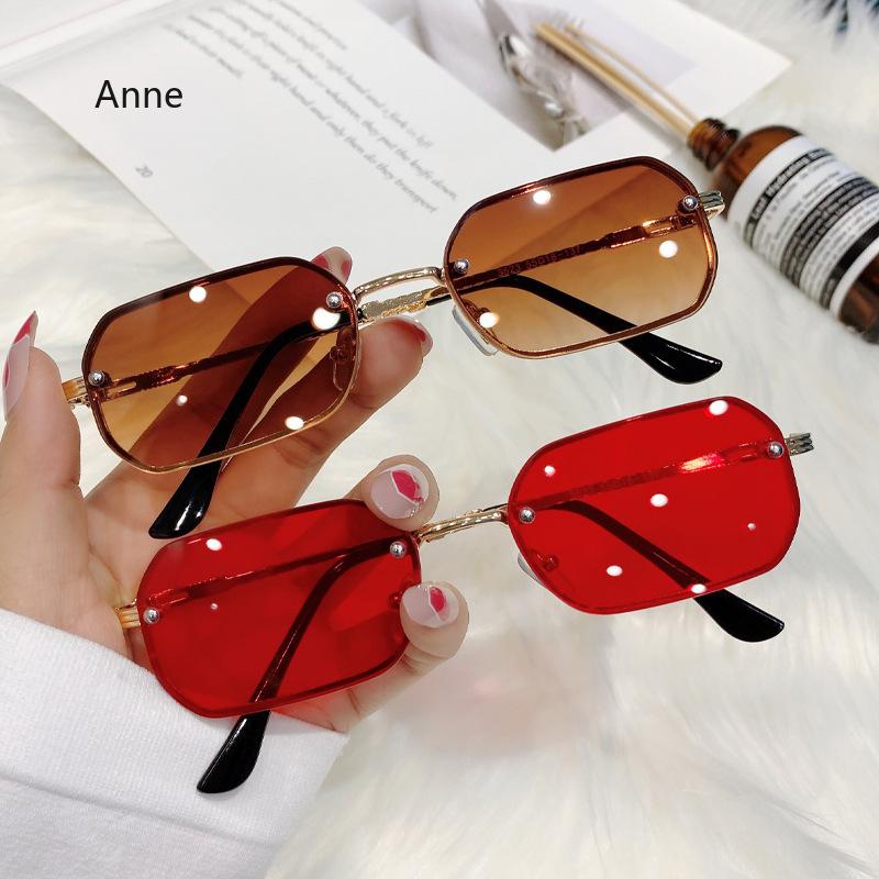 Rectangle Rimless Sunglasses Women Fashion Candy Color Square Sunglasses Men Lady  Designer Black Shades Glasses Gafas