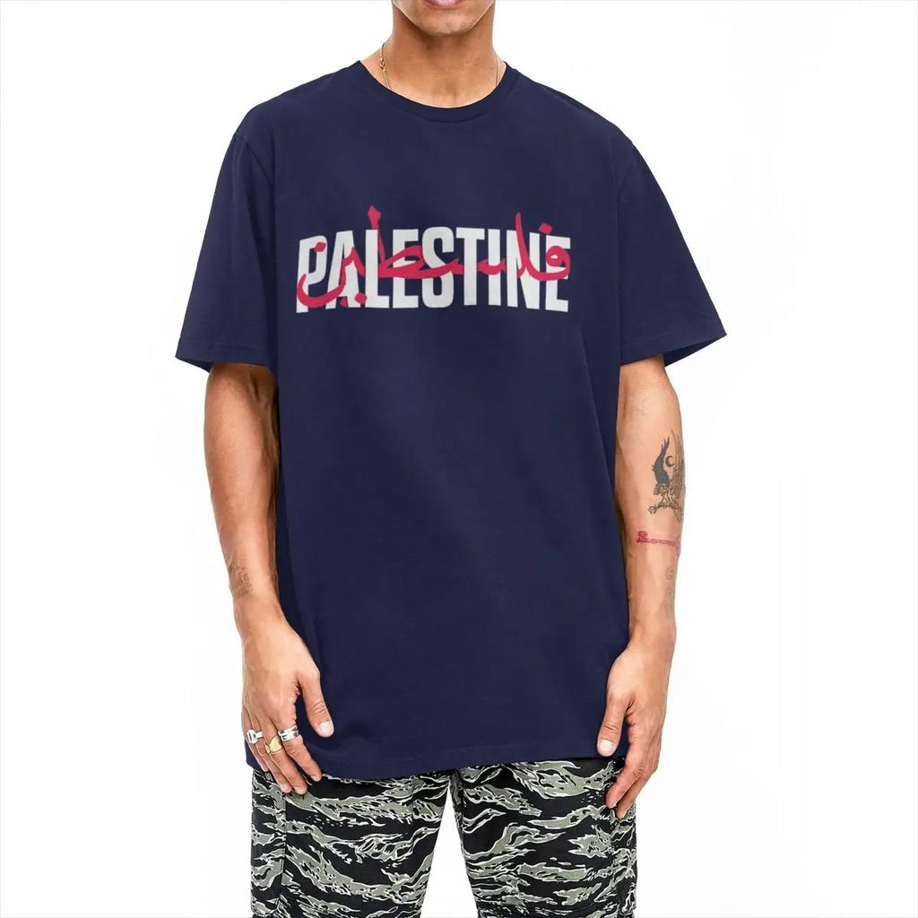 Palestine Flag T-Shirt Man Funny Pure Cotton T-Shirts Summer O-Neck Hip Hop Tees Hot Sale Oversized Tops