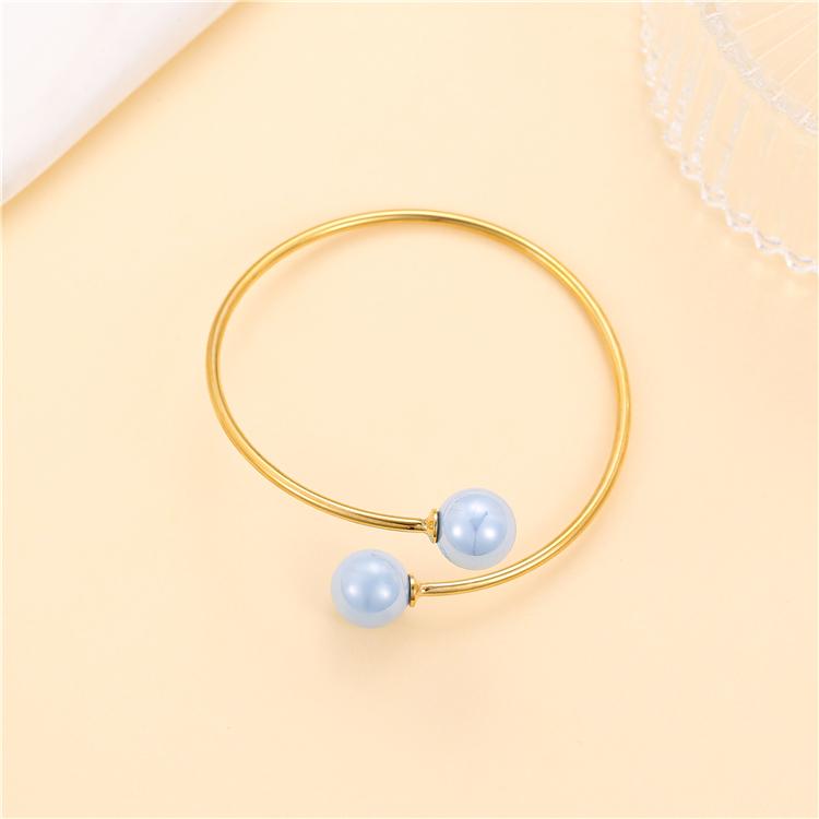 New Design Simple Stylish 18K Gold Colored Pearl Jewelry Adjustable Bracelet for Women