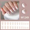 24Pcs French Multiple Styles Fake Nails Press On Nails Gel On Painted Reusable Fast Wearable Nail Tips Detachable Full Finished