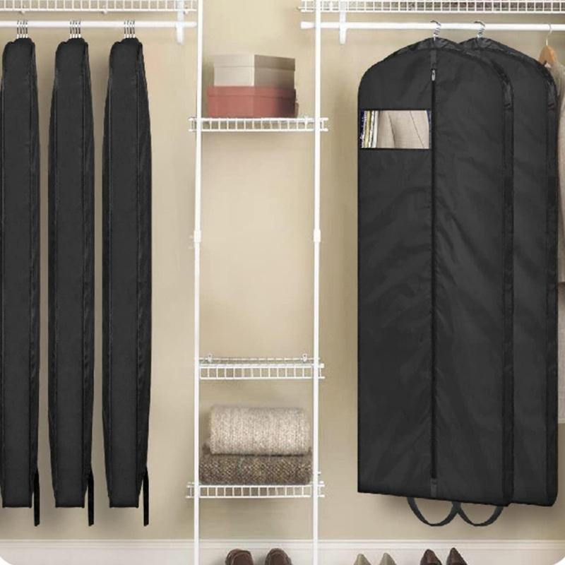 Garment Cover for Closet Organization, Breathable Hanging Storage Bag with Zippered Design and Carry Hooks for Gowns, Dresses, Dust Protections 2PCS
