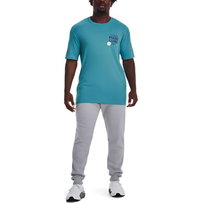 Under Armour Letter Print Crew Neck Short Sleeve T-Shirt Men Tops Blue 1376839-434