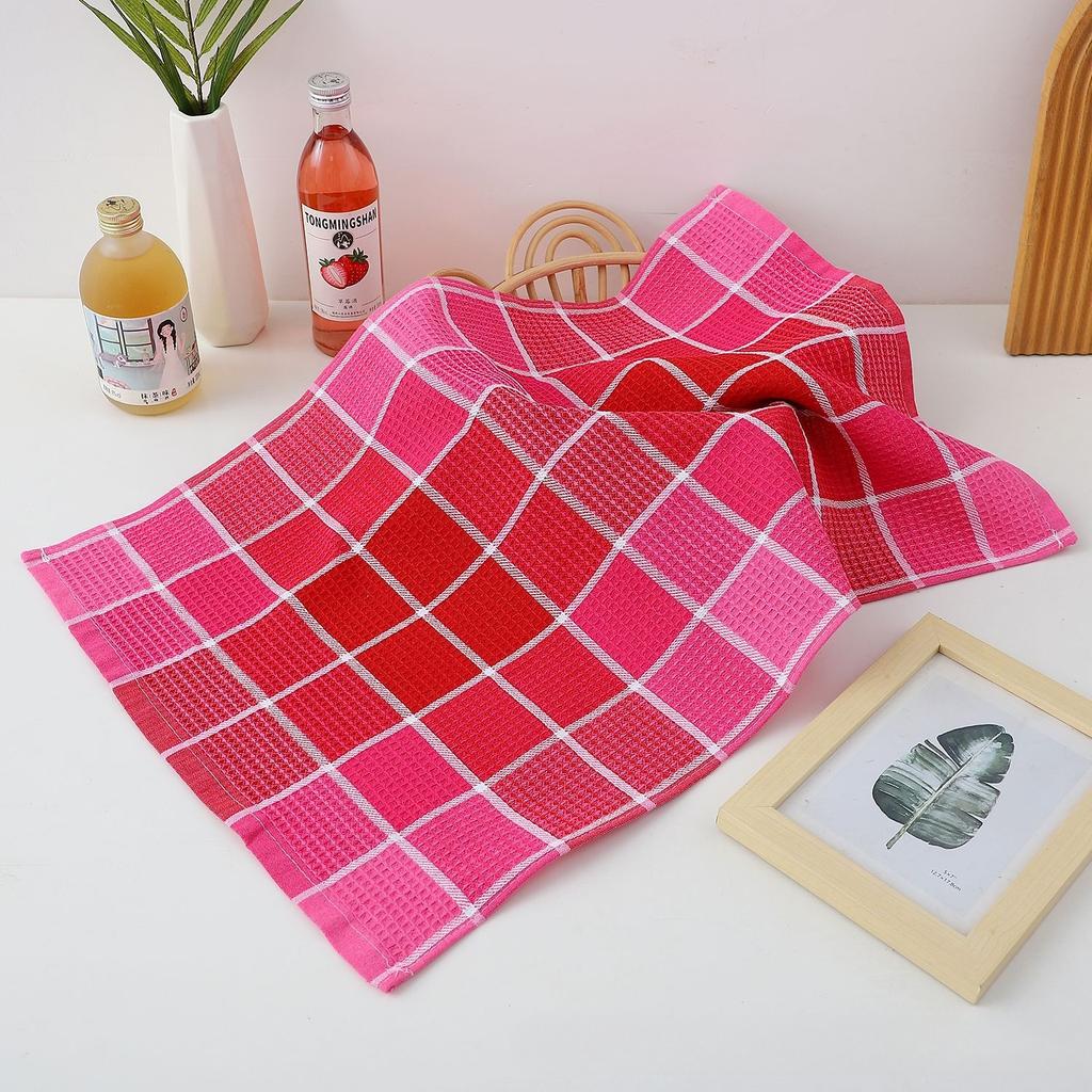 4pcs Household Kitchen Waffle Cleaning Cloths, Polyester Cotton Cleaning Grid Cleaning Cloths