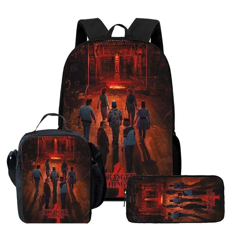 Strangertings Stranger Things Student School Bag Children'S Backpack Satchel Pencil Case