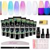 Biutee Poly Gel Glow Nail Gel 8 Colors To Choose Includes Nail Extension Model Nail Base Top Nail and 60 Nail Includes Nail Extension Model Nail