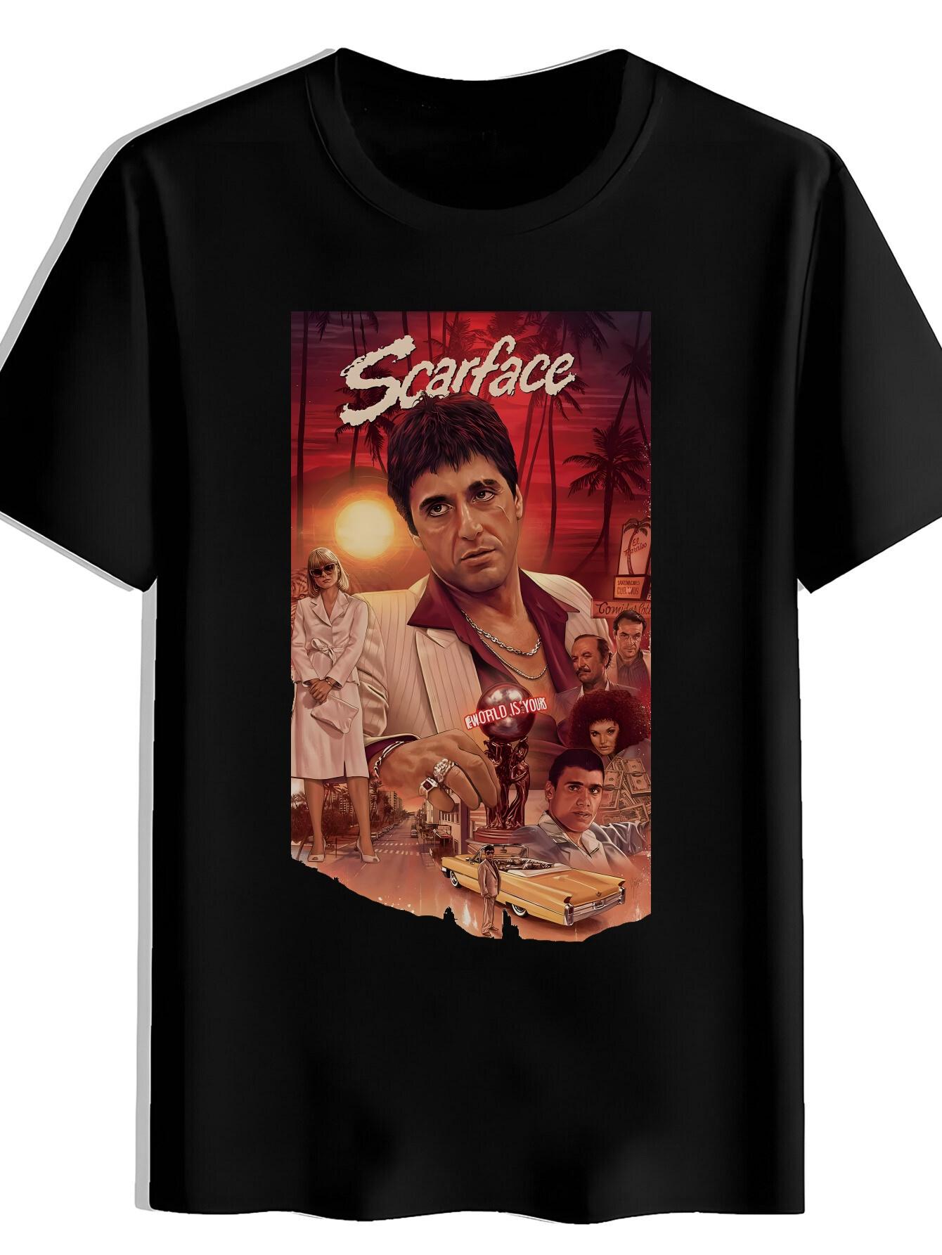 T-shirt Scarface Movie Graphic for Men - Tony Montana & Characters Print XXXXL