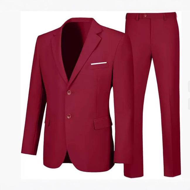 2025 Men's European American Casual Suit Set: Two-Piece Trousers & Jacket for Weddings and Banquets