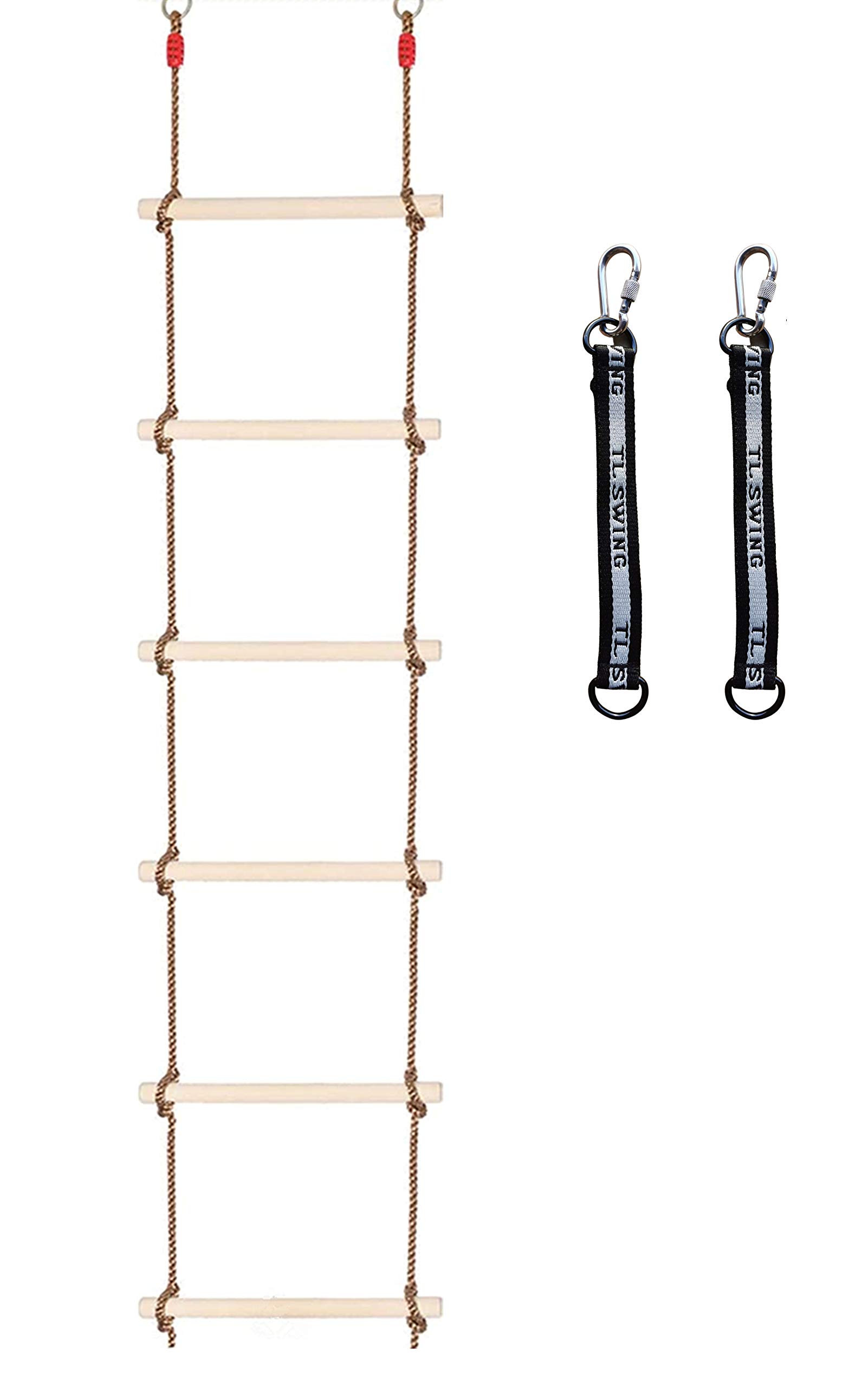 COMINGFIT 6-ступенчатая деревянная веревочная лестница для спортивных занятий, детская игрушка, спортивная тренировка, игровое оборудование (большой)