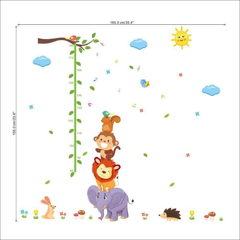 Lebhaftes Wachstum Höhenmesslatte Abnehmbarer Wandaufkleber für Kinder- und Babyzimmer-Dekor