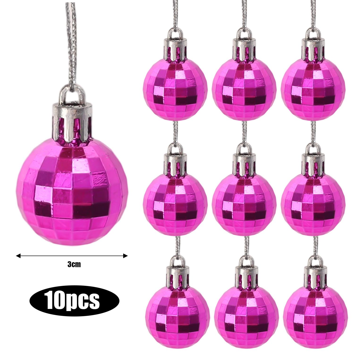 

100/10pcs Mini Electroplate Christmas Balls Multicolor Mirrored Hanging Ball for Xmas Tree Pendants Home Party Decor Ornaments 10pcs- (1box) рожевий червоний колір