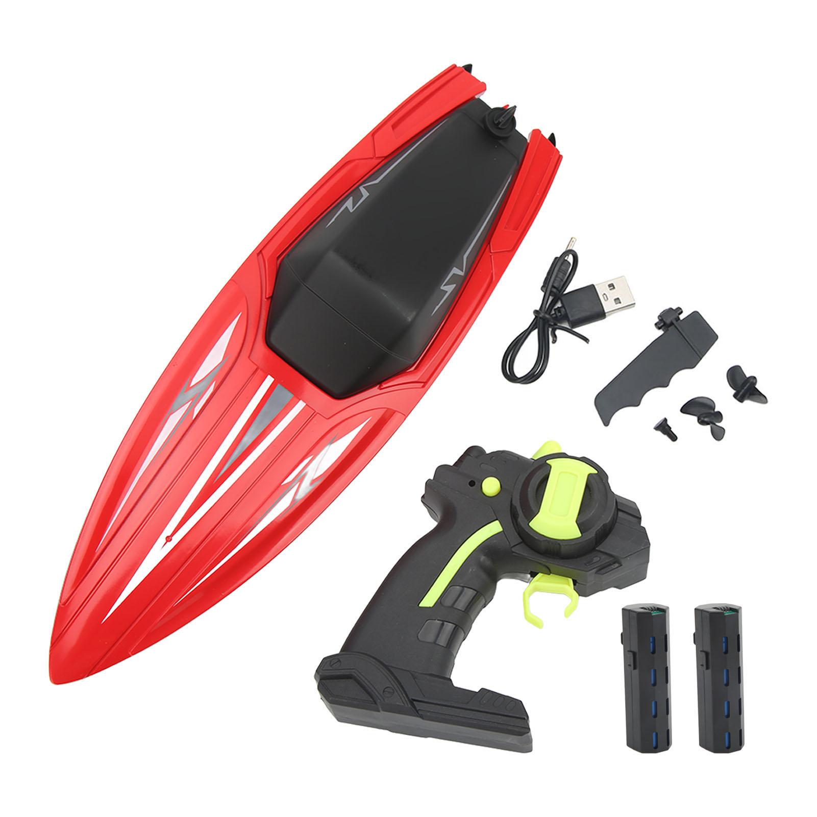 Remote Control Boat RC Ship Waterproof High Speed Speedboat Model Toy for Above 14 Years Old 2xBattery