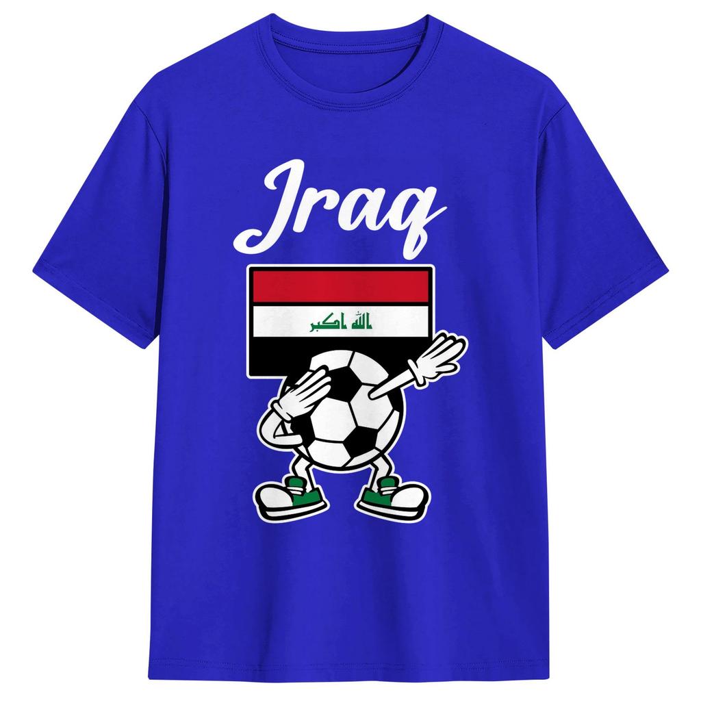 Harajuku TShirt Summer Iraq Flag Iraqi Soccer Fashion TShirts Pure Cotton Tshirt for Unisexs Aesthetic Short Sleeve Top Tees