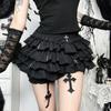 Women Harajuku Kawaii Y2K E-girl Skirts Cross Pendant Culottes Aesthetic Fairycore Short Dress Vintage Gothic Punk Cake Shorts