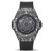 KIMSDUN Zlatý Poise Diamond Intarzované Módní trendy Kreativní pánské hodinky Silikonové rukavice Nights Vodotěsné sportovní Quartz hodinky