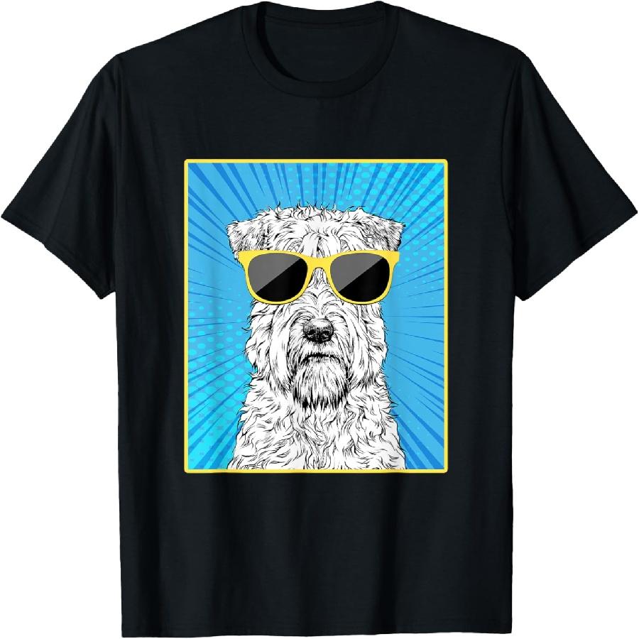 Wheaten Terrier Portrait Pop Art Dog with Sunglasses T-Shirt S