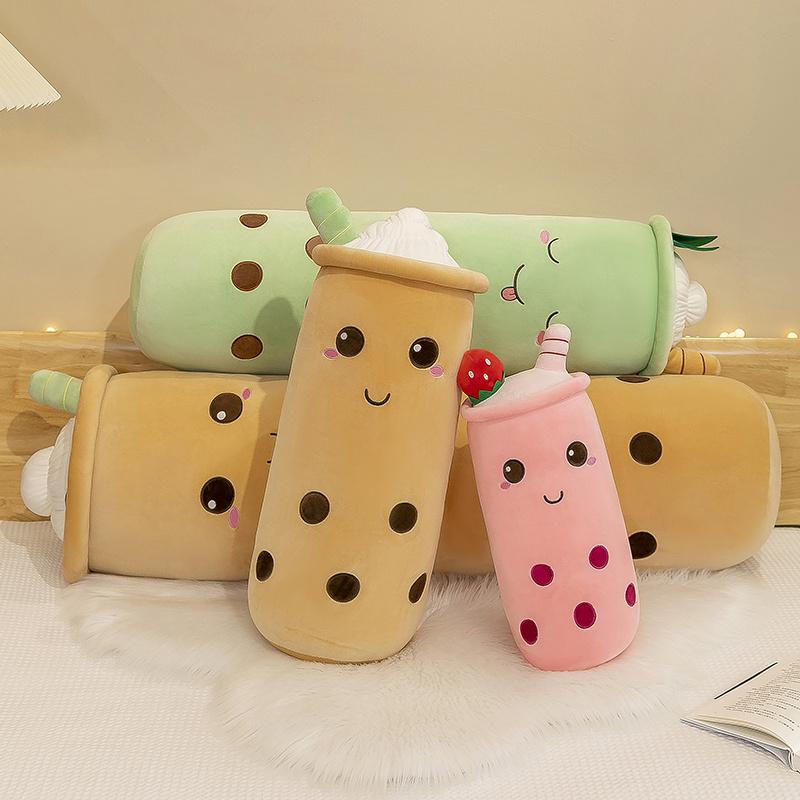Long Cute Fruit Milk Tea Cup Plush Toy Figurine Throw Pillow Doll Rag Baby Pregnancy Pillow Valentine's Day Gift For Kids Decor
