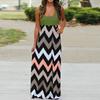 Womens Striped Long Boho Dress Lady Beach Summer Sundrss Maxi Dress Plus Size