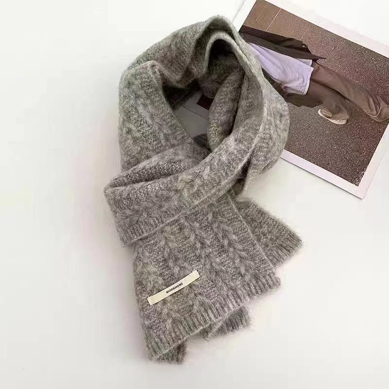

Вязаный шарф из новой шерсти для женщин на зиму, в японском стиле, универсальный, теплый, студенческий шарф, приятный к коже и мягкий