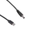 USB C To DC5.5x2.1mm Coiled Power Cable Cord Adjustable Voltages 5V 9V 12V 15V 20V for Fast Charging Devices Black
