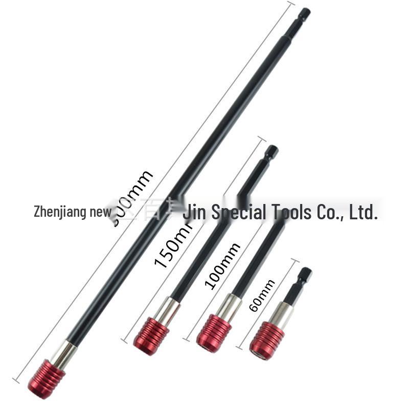 Red Quick-Change Hex Shank Extension Rod - 1/4” Bit Sizes: 50mm, 100mm, 150mm, 300mm.