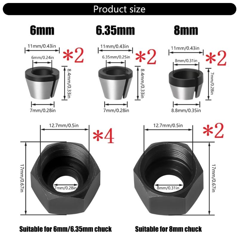 12pcs M17 Collet Set for Routers and Engravers Lightweight Design for Efficient Woodworking Enhances Grip And Stability