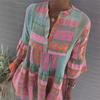 Women's Summer New Dress European And American Color Printing V-neck Three-quarter Sleeve Shirt Long Skirt