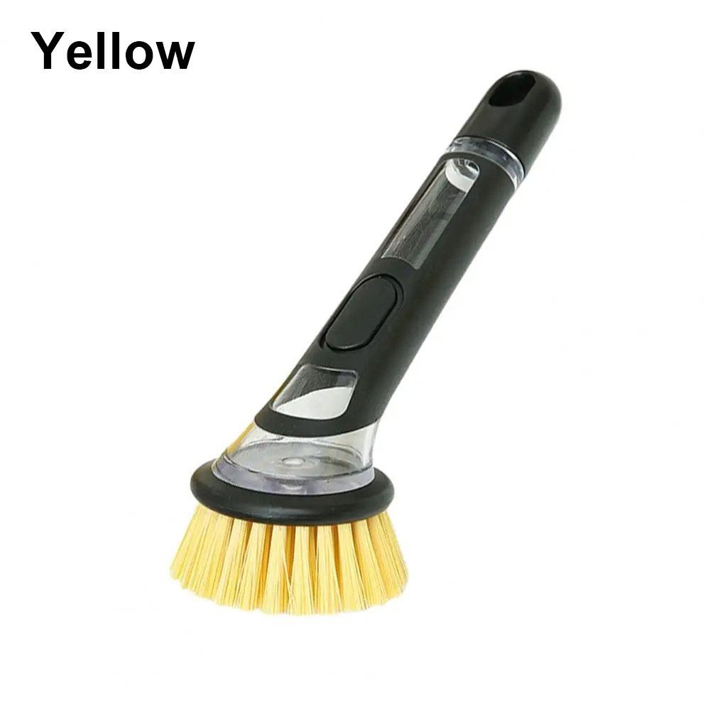 

1Pcs with Handle Pot Brush Non-Slip Soap Dispenser Washing Up Brush Built-in Practical Cookware Cleaner Brush for Home Pots Sink жёлтый