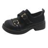 Autumn college style small leather shoes women's new round head thick heel platform Mary Jane shoes