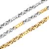 Cylindrical Hand Byzantine Male Man 18K Gold Plated Waterproof Stainless Steel Non Tarnish Jewelry Link Chain Bracelet Necklace