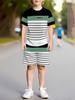 2026 Sommer Lässige Jungen T-Shirts Sets Rundhals Paris Buchstabe 3D Gedruckte Shorts Sport Zweiteiliges Anzug Outdoor Kinderkleidung