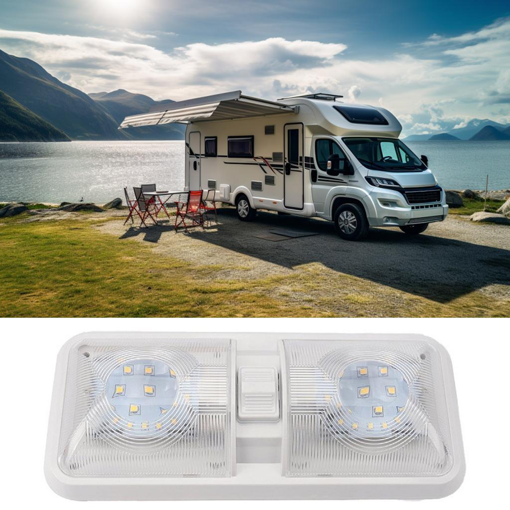Interior Lighting Ceiling Double Dome Light with Switch for Camper RV Marine Replacement Dome Light Trailer LED Light