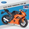 Welly 1/12 Yamaha YZF-R6 Alloy Motorcycle Model Diecast Toy Cars Toys Racing Car Models for Childrens Vehicles Collection Gifts
