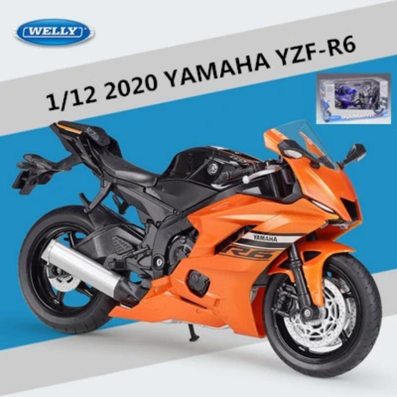 WELLY 1/12 Yamaha YZF-R6 Alloy Motorcycle Model Diecast Toy Cars Toys Racing Car Models for Childrens Vehicles Collection Gifts