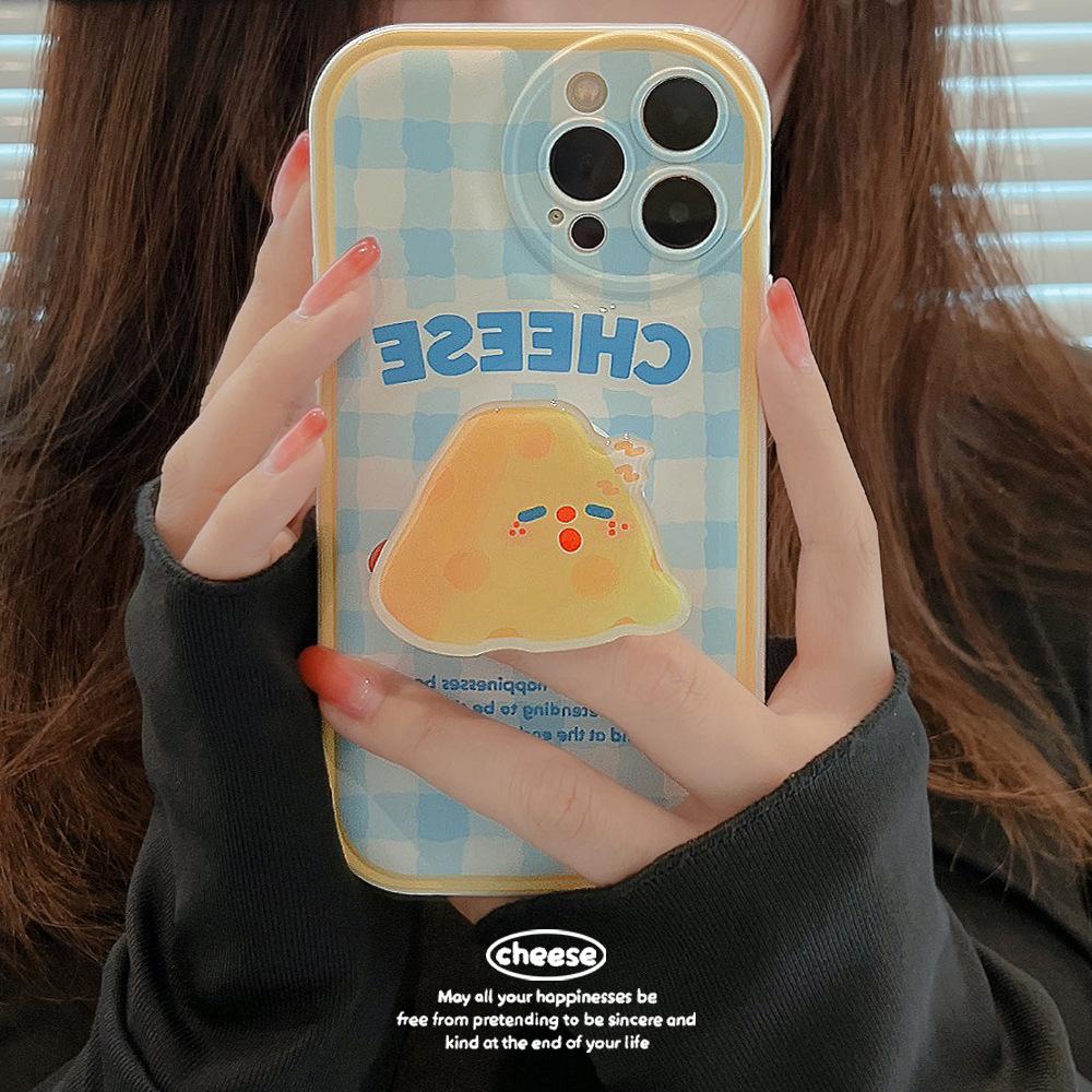 Cheese Suitable for 14 Apple 16 Mobile Phone Case Iphone15plus New 13pro Silicone 12 Bracket 11 Soft Cover X