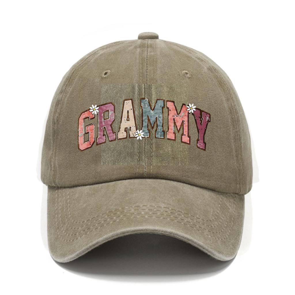 Women's Vintage Grammy Print Baseball Cap- Vintage Washed Adjustable Hat, Suitable for Spring and Summer, Lightweight and Breath