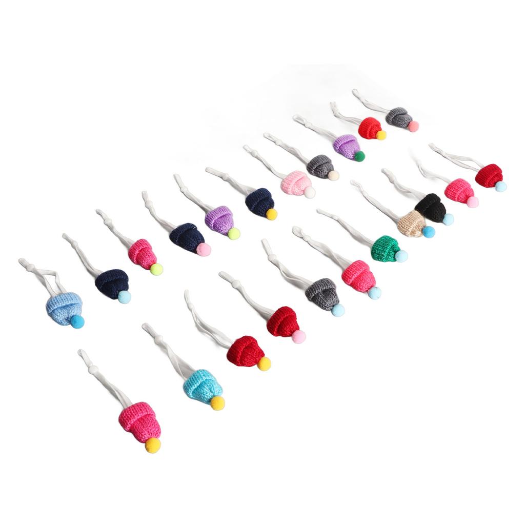 22Pcs Mini Knitting Hats Christmas Mini Knitting Doll Hats Mini Wool Hat for Christmas Ornaments DIY Art and Craft