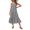 Women's Casual And Fashionable V-neck  Sleeveless Printing Mid Length Dress