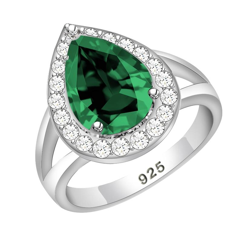 

Кільце з краплею води, зелений кубічний цирконій, білий Cz для жінок, весілля, весілля / заручини / вечірку / подарункове кільце 10