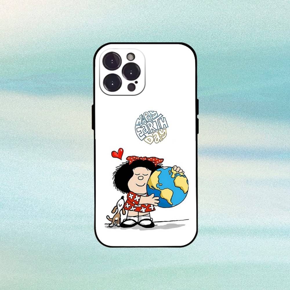 

M-Mafalda World Peace Phone Case For iPhone17,16,15,14,13,12,Plus,Pro Max, 5G Others Soft Black Cover iPhone12