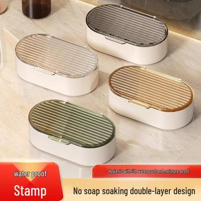 Porte-savon à double étage avec couvercle: Rangement Élégant pour Plan de Travail de Salle de Bain