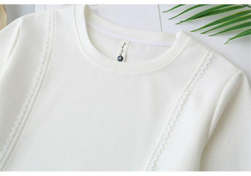 Plus Size 2026 Spring Lace Long Sleeve Round Neck T-shirt - Women's Versatile Mamba Cotton Top 805