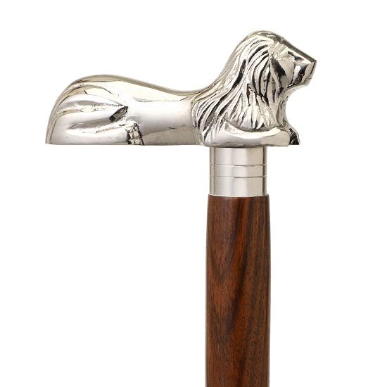 

Премиальная деревянная трость ручной работы для мужчин и женщин с красивой серебряной головой льва и золотой головой льва