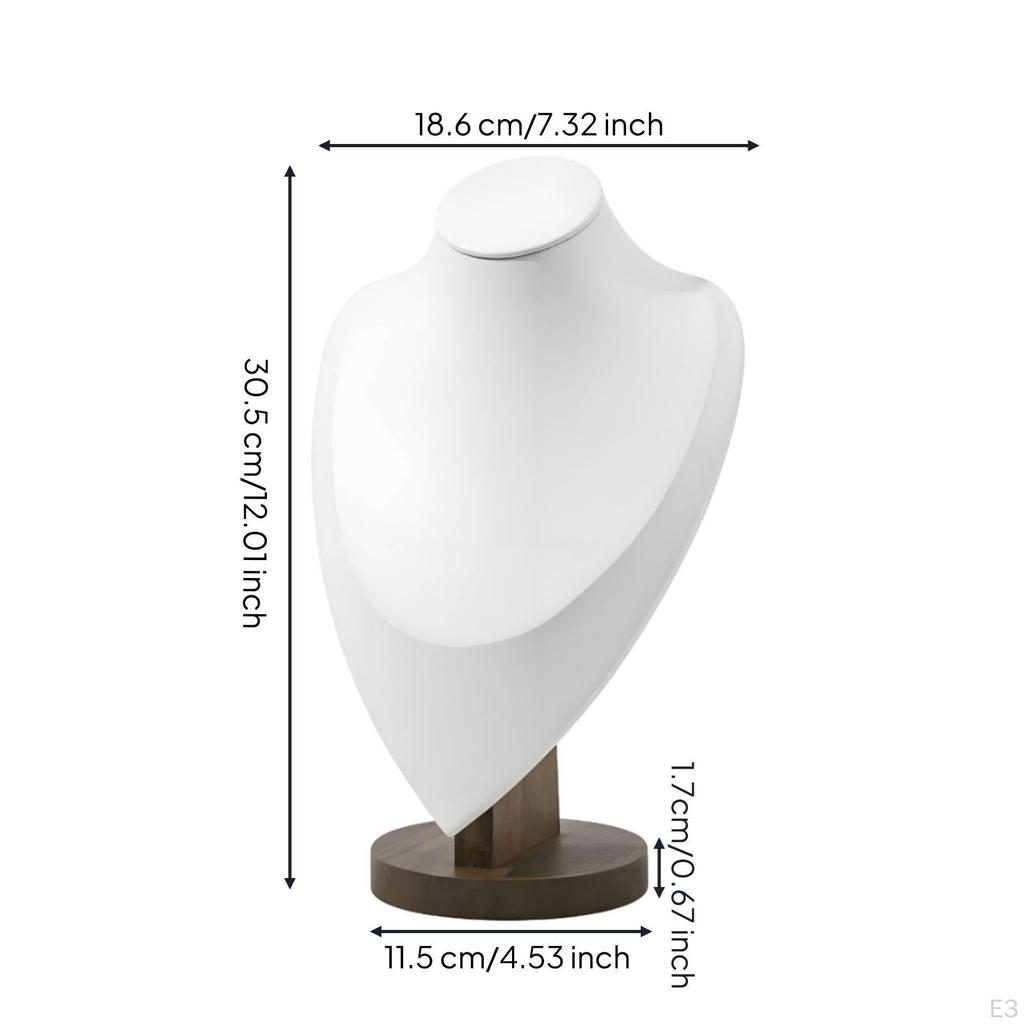 Necklace Display Bust with Wood Base Tabletop Jewelry Stand Wooden Expert