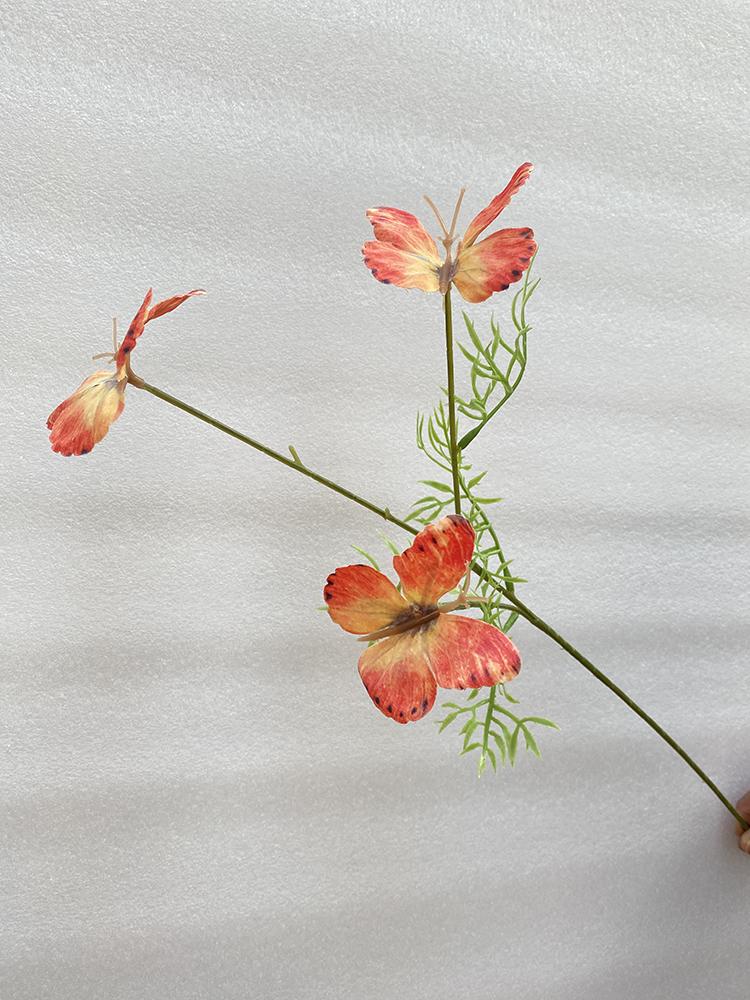 Three-Head Butterfly Artificial Flowers for Wedding Decorations and DIY Floral Arrangements