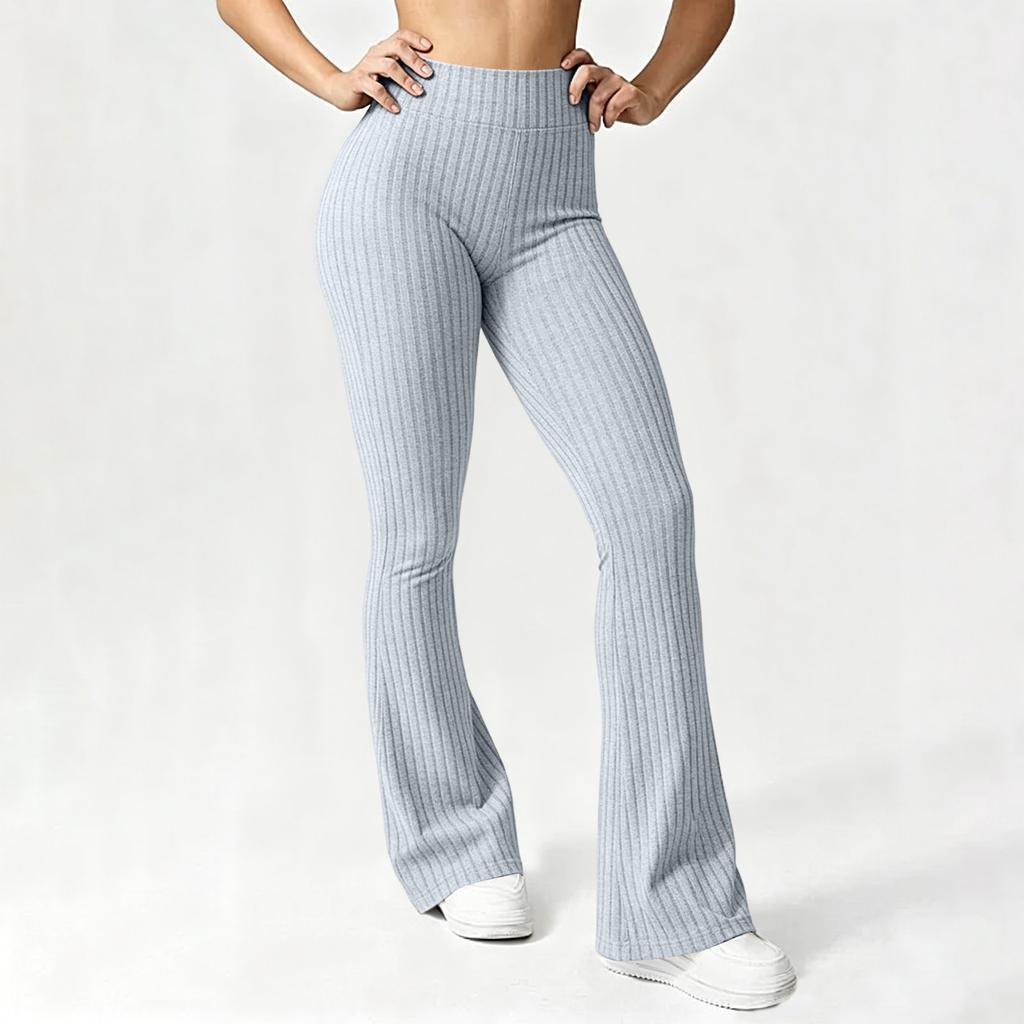 Women's High Waist Drawstring Cargo Pants - Casual Flare Leg Trousers with Pockets for