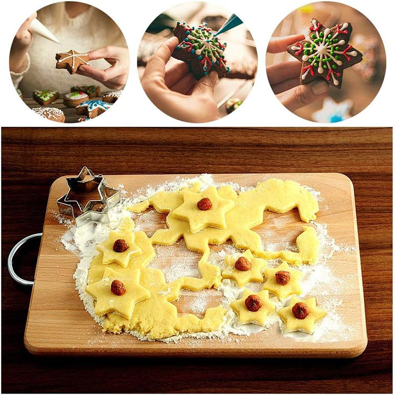 5Pcs Stainless Steel Cookie Cutter Star Shape Biscuit Mould Dough Pastry Cake Cookie Fondant Baking Mold Cookie Decoration Tool
